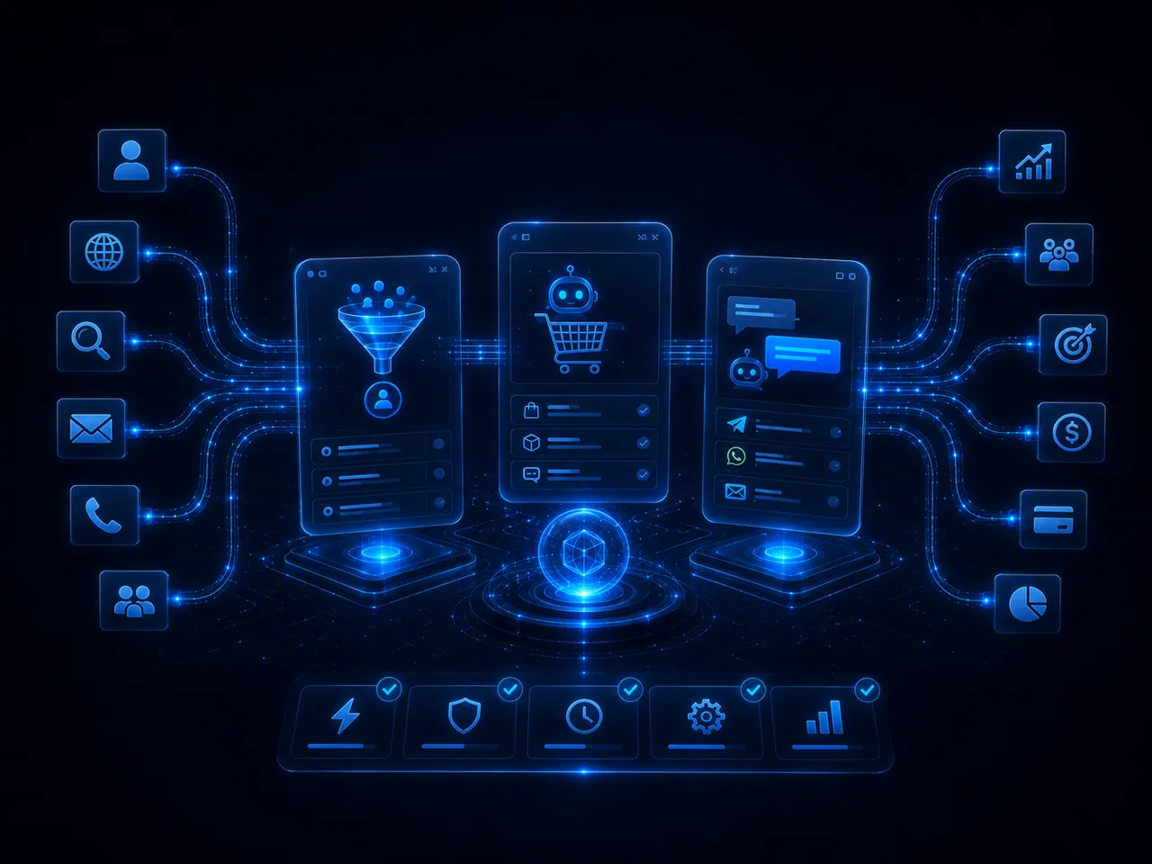 AI-воронка в мессенджерах: лиды, Telegram, WhatsApp, email, квалификация, продажи, оплата и аналитика