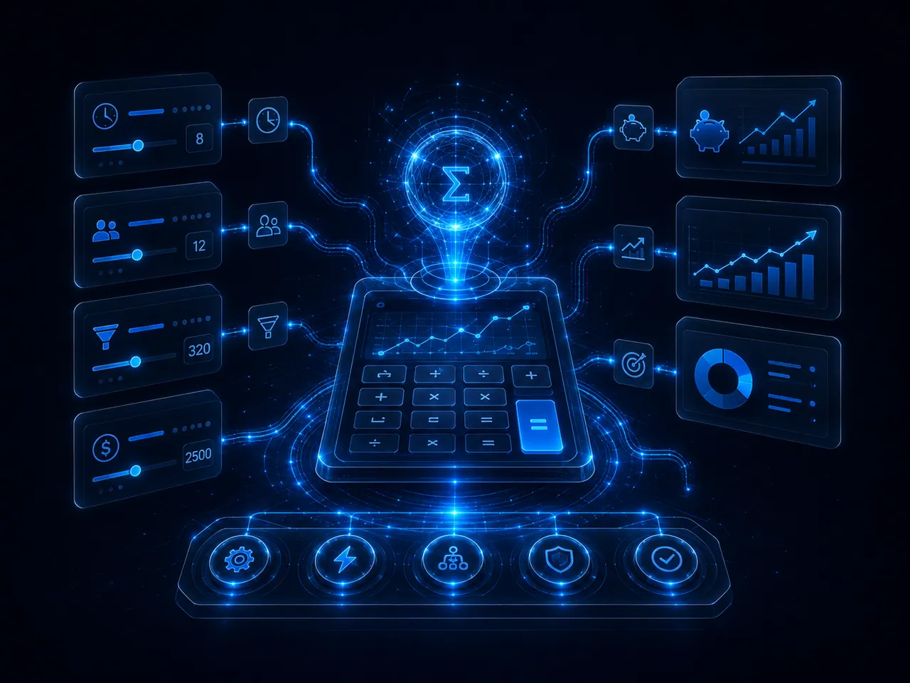 AI-калькулятор выгоды: часы, люди, заявки, бюджет, рост, окупаемость и KPI автоматизации